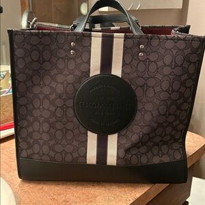 Coach Black and Gray Messenger Bag with Signature Design